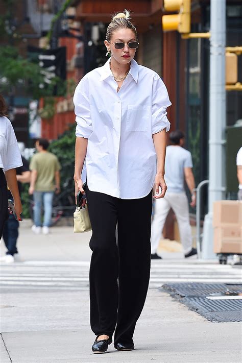 gigi hadid flats outfit.